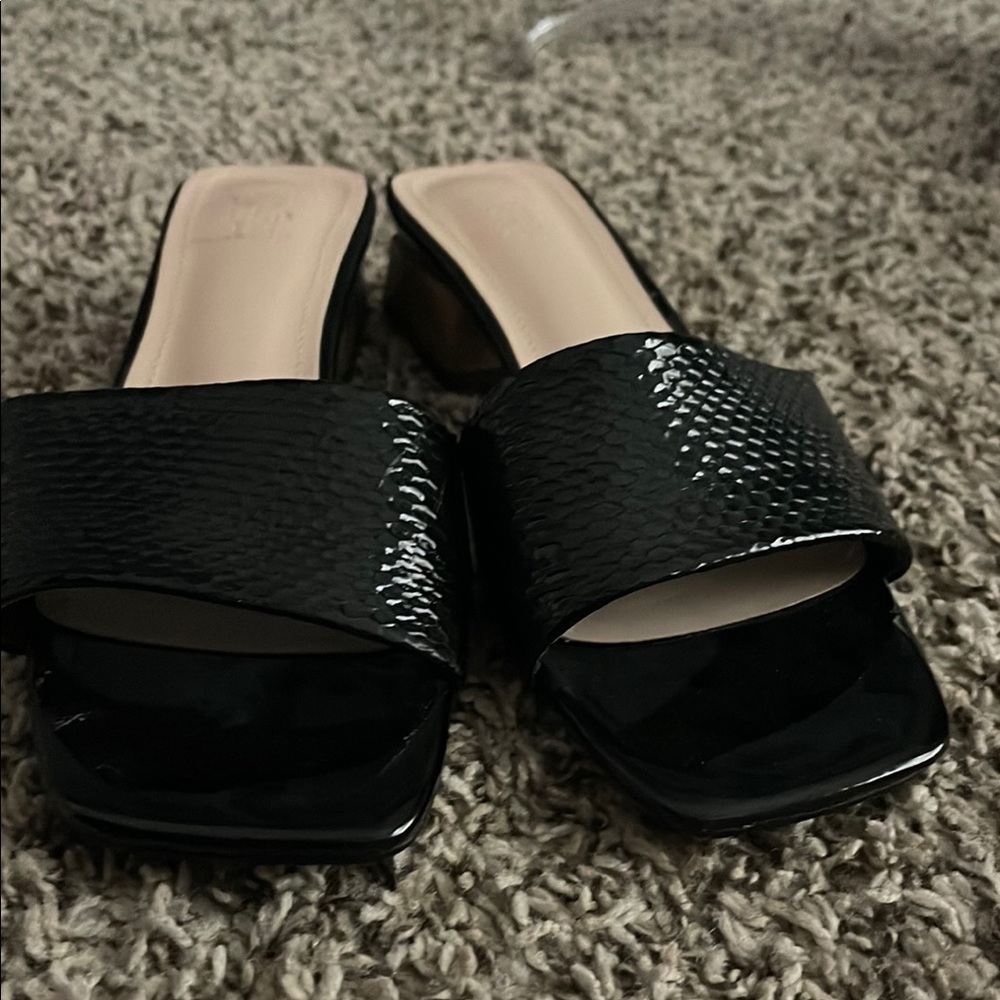 Dune London Black Sandals with Textured Strap
